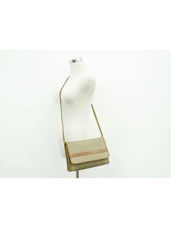 Celine Macadam 2-Way Shoulder Bag Clutch Pochette Beige - Picture 6 of 9